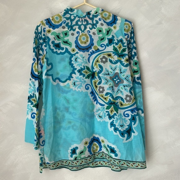 Hale Bob Cabana Artsy Silk Blend Beaded V-Neck Beach Cover Tunic sz small blue - Picture 9 of 9